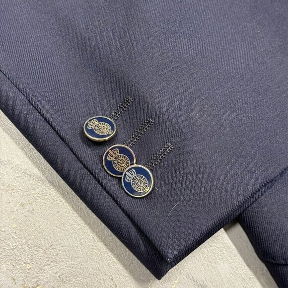 Garverys Cambridge Belair Blazer Patch Pockets Wool Sport Coat England Blue 44R - Picture 5 of 13